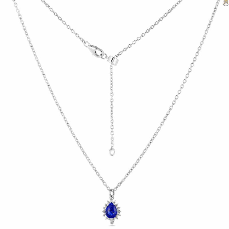 Lapis & White Topaz Necklace With Slider Lock LLP-RDN-79.
