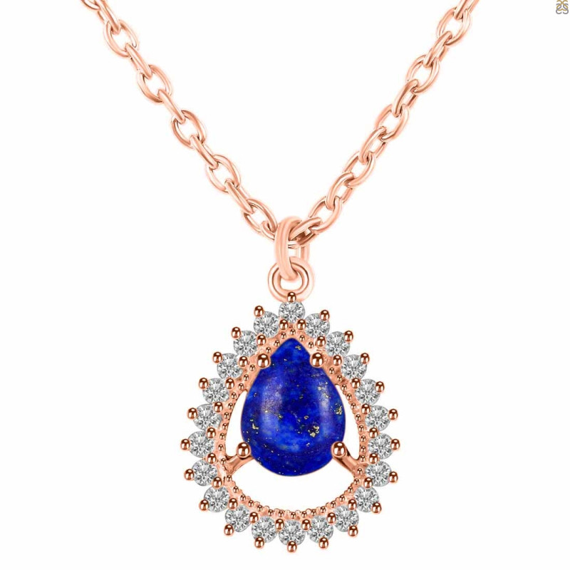 Lapis & White Topaz Necklace With Slider Lock LLP-RDN-80.