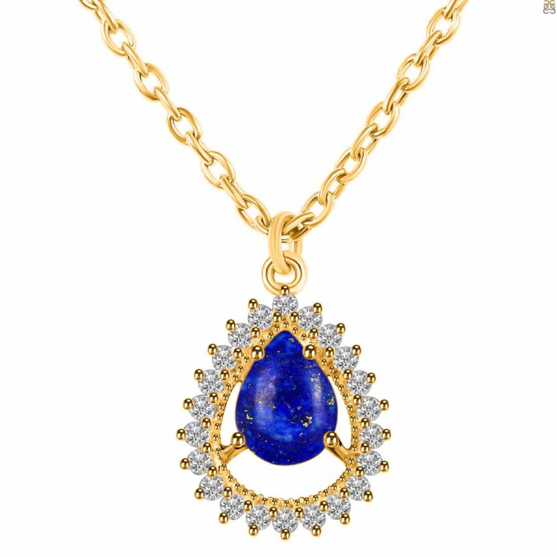 Lapis & White Topaz Necklace With Slider Lock LLP-RDN-80.