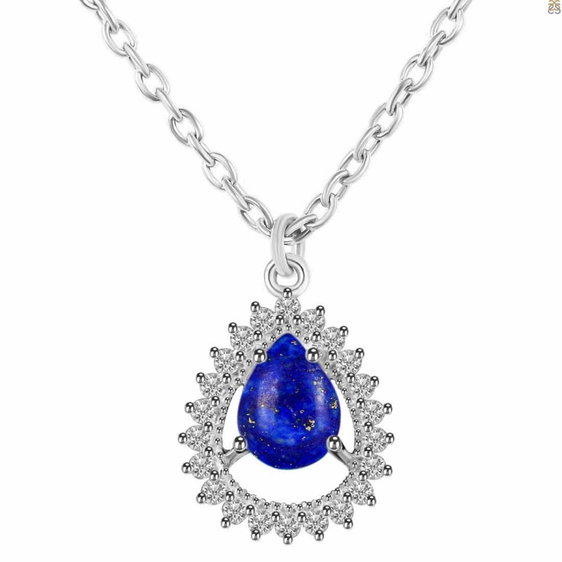Lapis & White Topaz Necklace With Slider Lock LLP-RDN-80.