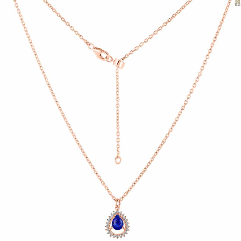 Lapis & White Topaz Necklace With Slider Lock LLP-RDN-80.