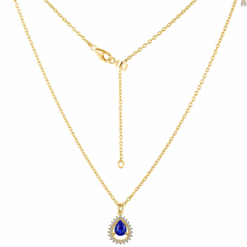 Lapis & White Topaz Necklace With Slider Lock LLP-RDN-80.