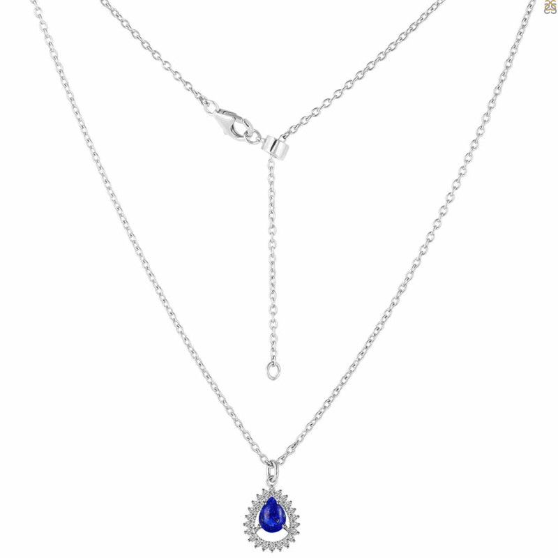 Lapis & White Topaz Necklace With Slider Lock LLP-RDN-80.