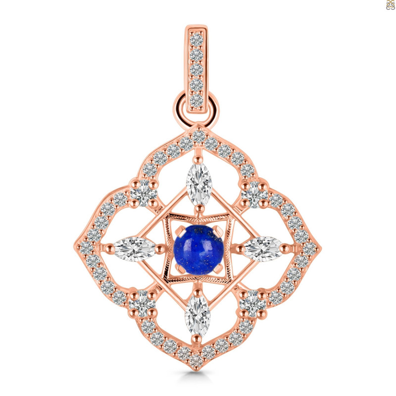 Lapis & White Topaz Pendant LLP-RDP-797-CZ-LOOP.