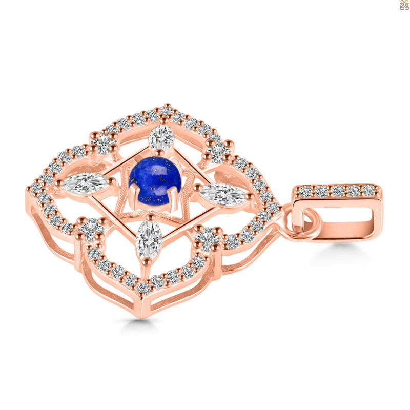 Lapis & White Topaz Pendant LLP-RDP-797-CZ-LOOP.