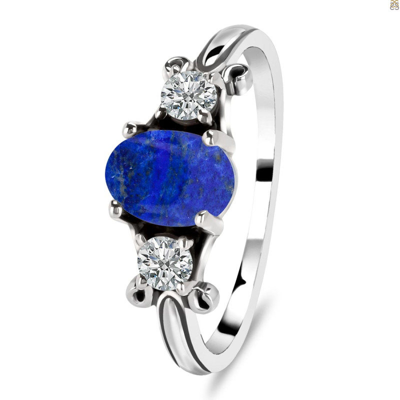 Lapis & White Topaz Ring