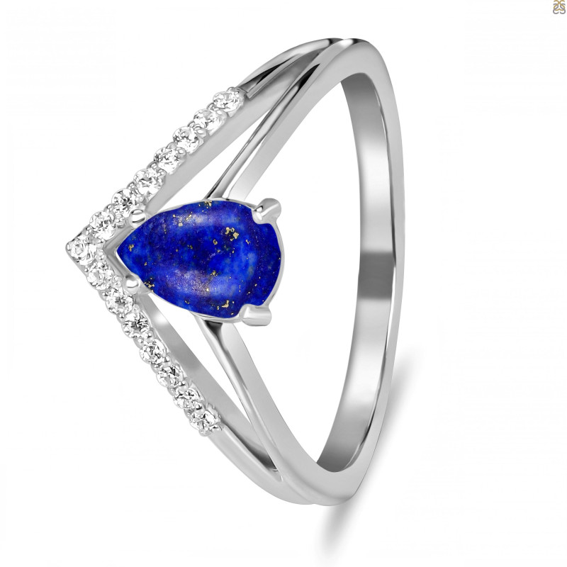 Lapis & White Topaz Ring
