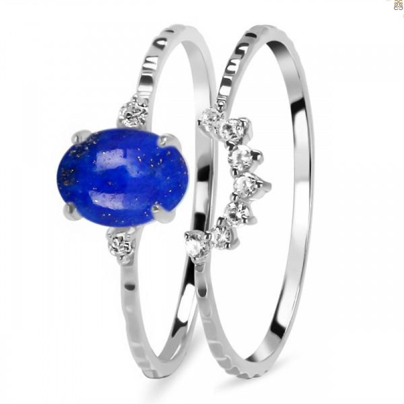 Lapis & White Topaz Ring