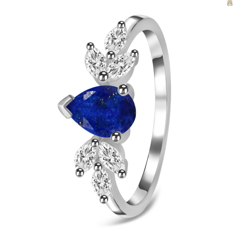 Lapis & White Topaz Ring