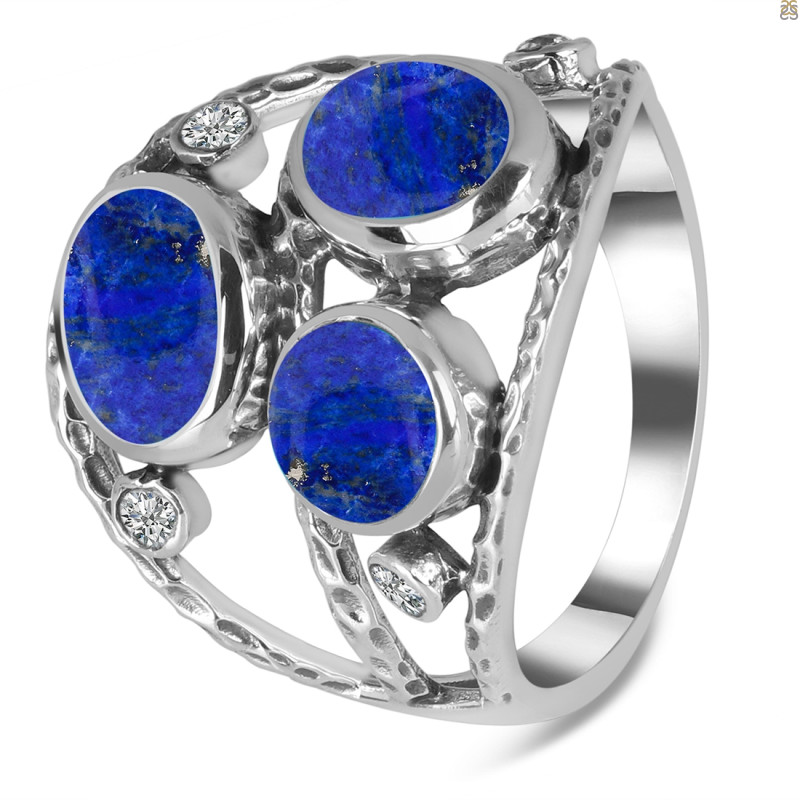 Lapis & White Topaz Ring