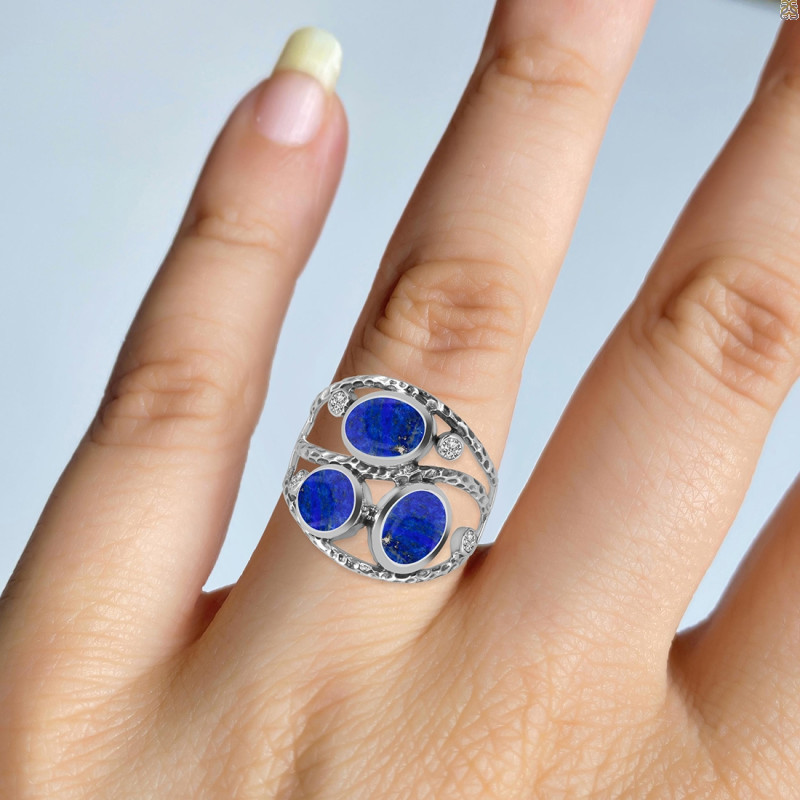 Lapis & White Topaz Ring LLP-RDR-337.