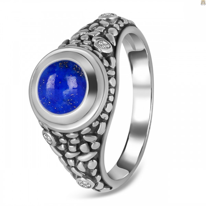 Lapis & White Topaz Ring