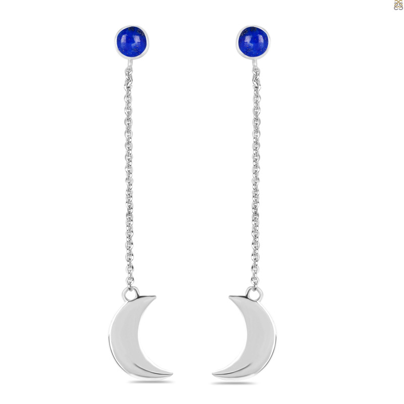 Lapis Chain & Crescent Moon Earring LLP-RE-1.