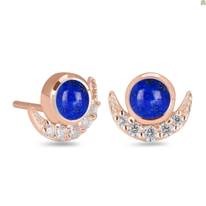 Lapis & White Topaz Stud Earring LLP-RE-4.