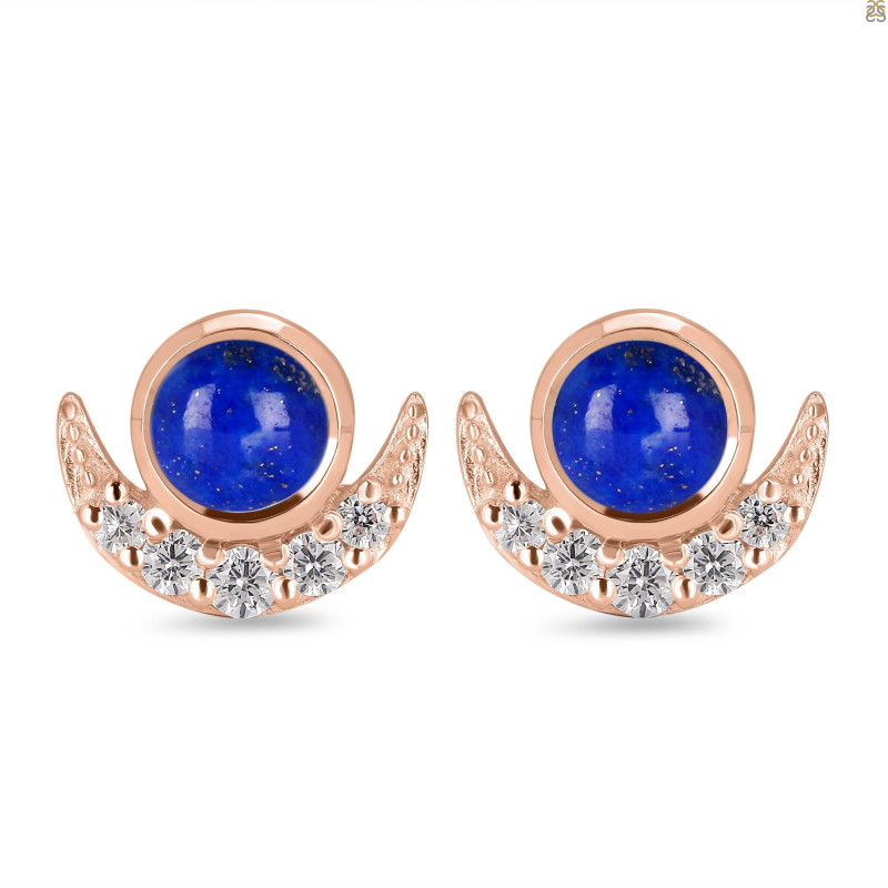 Lapis & White Topaz Stud Earring LLP-RE-4.