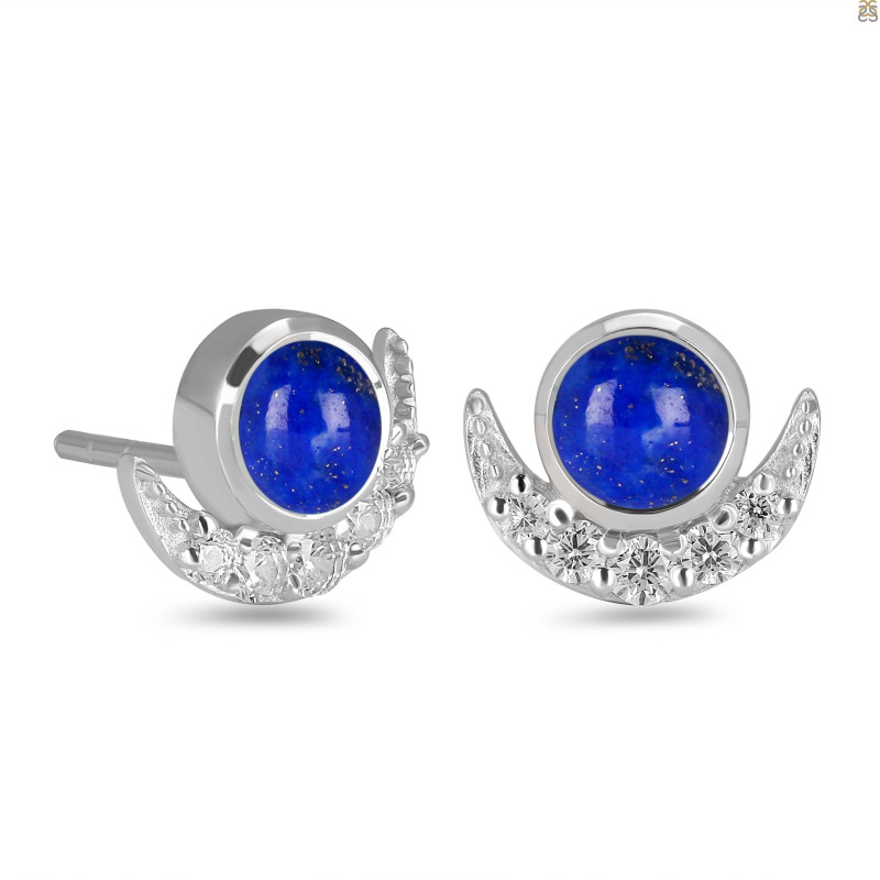 Lapis & White Topaz Stud Earring