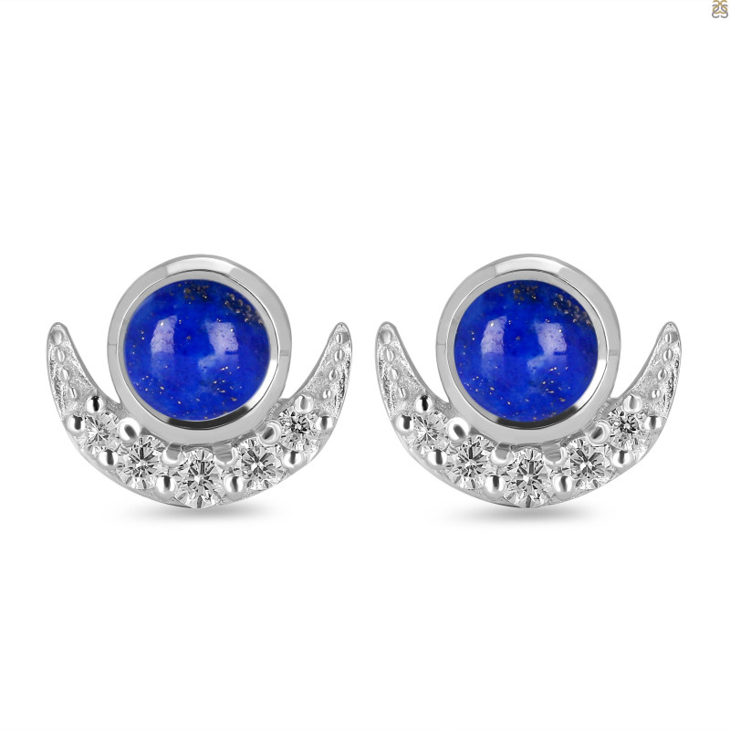 Lapis & White Topaz Stud Earring LLP-RE-4.