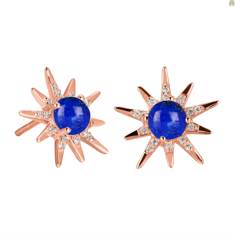 Lapis & White Topaz Stud Earring LLP-RE-50.