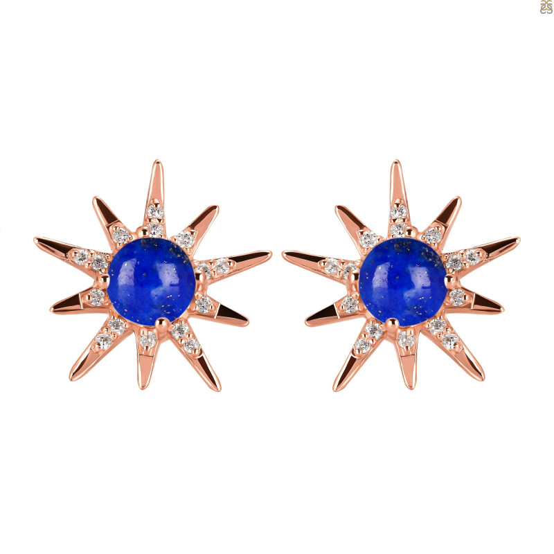 Lapis & White Topaz Stud Earring LLP-RE-50.