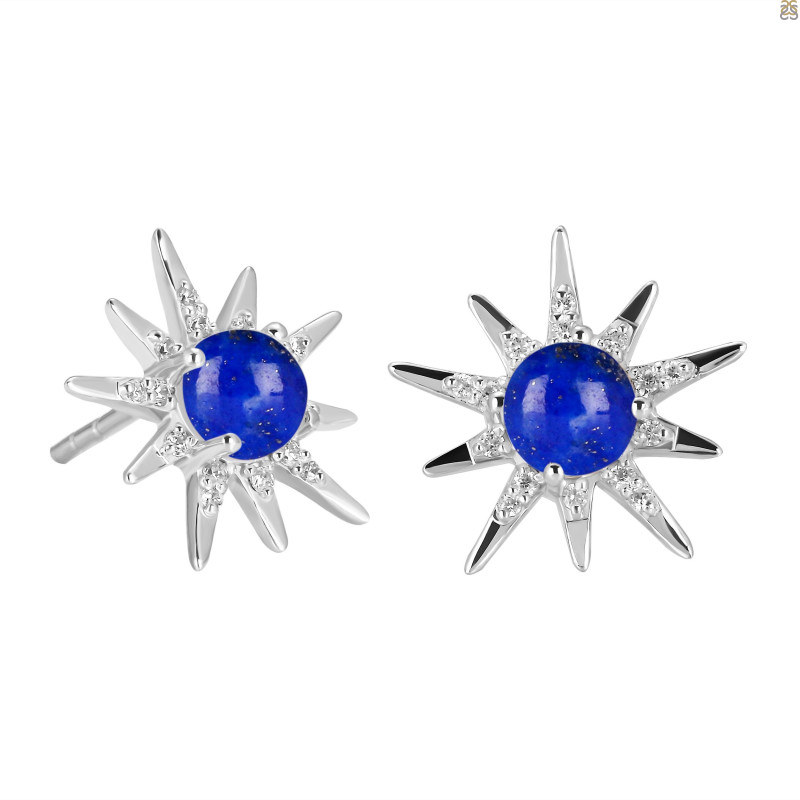 Lapis & White Topaz Stud Earring