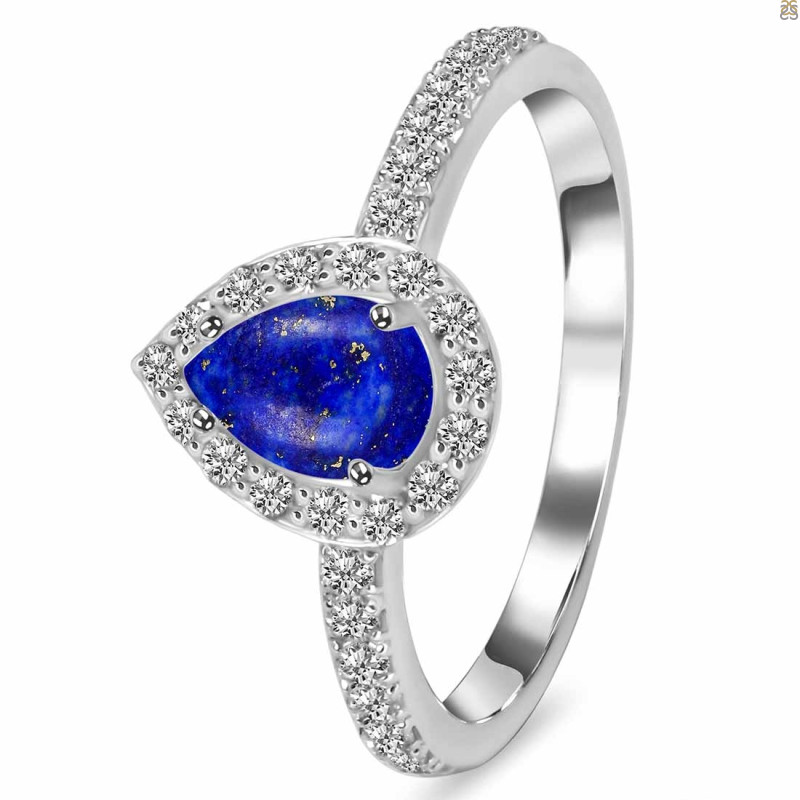 Lapis & White Topaz Ring