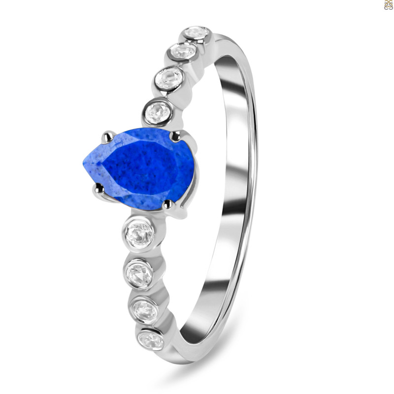 Lapis & White Topaz Ring