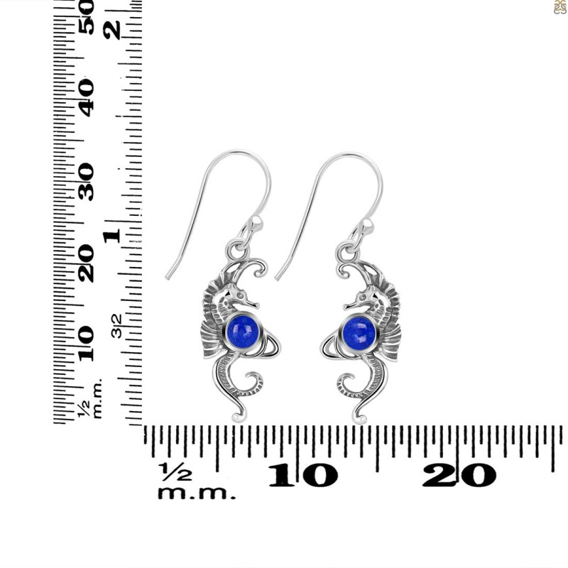 Lapis Sea Horse Earring LLP-RUE-11.
