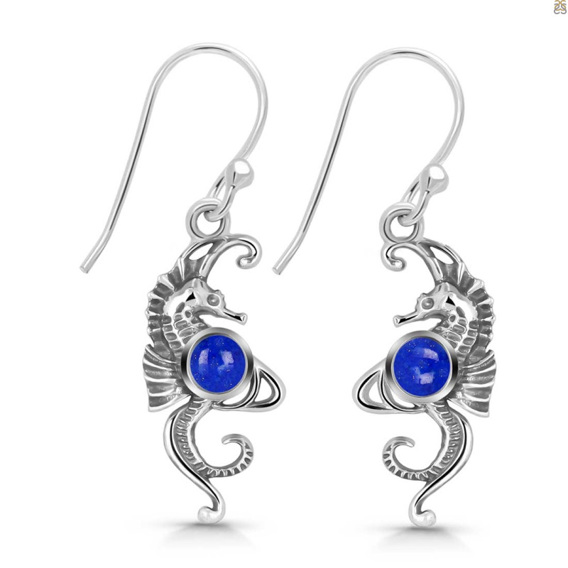 Lapis Sea Horse Earring LLP-RUE-11.