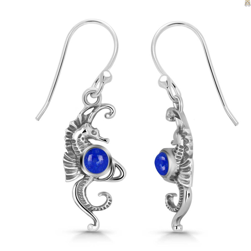 Lapis Sea Horse Earring