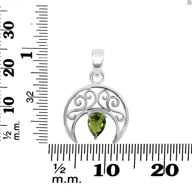 Moldavite Crescent Moon Pendant MLD-RDEP-890.