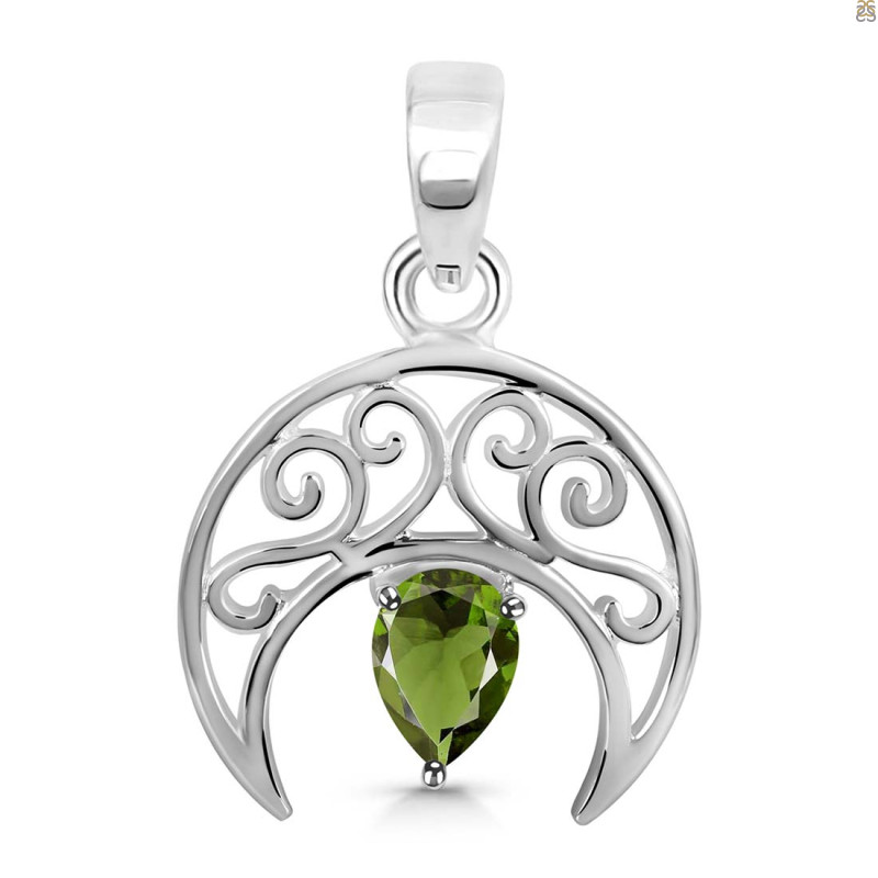 Moldavite Crescent Moon Pendant MLD-RDEP-890.