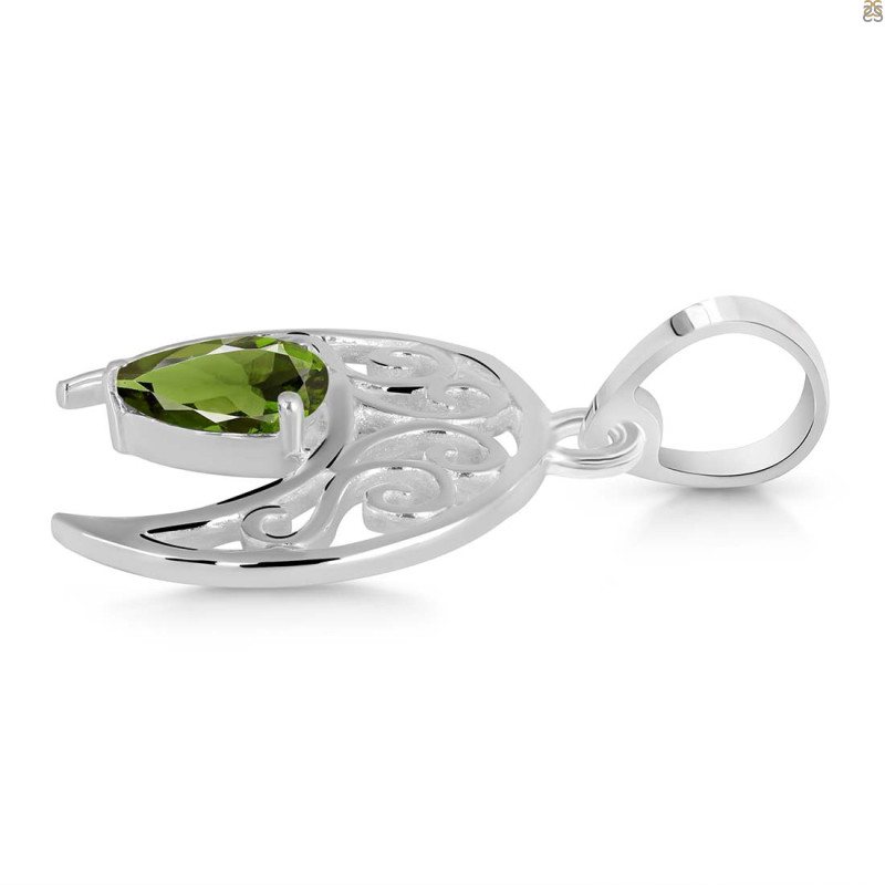 Moldavite Crescent Moon Pendant MLD-RDEP-890.