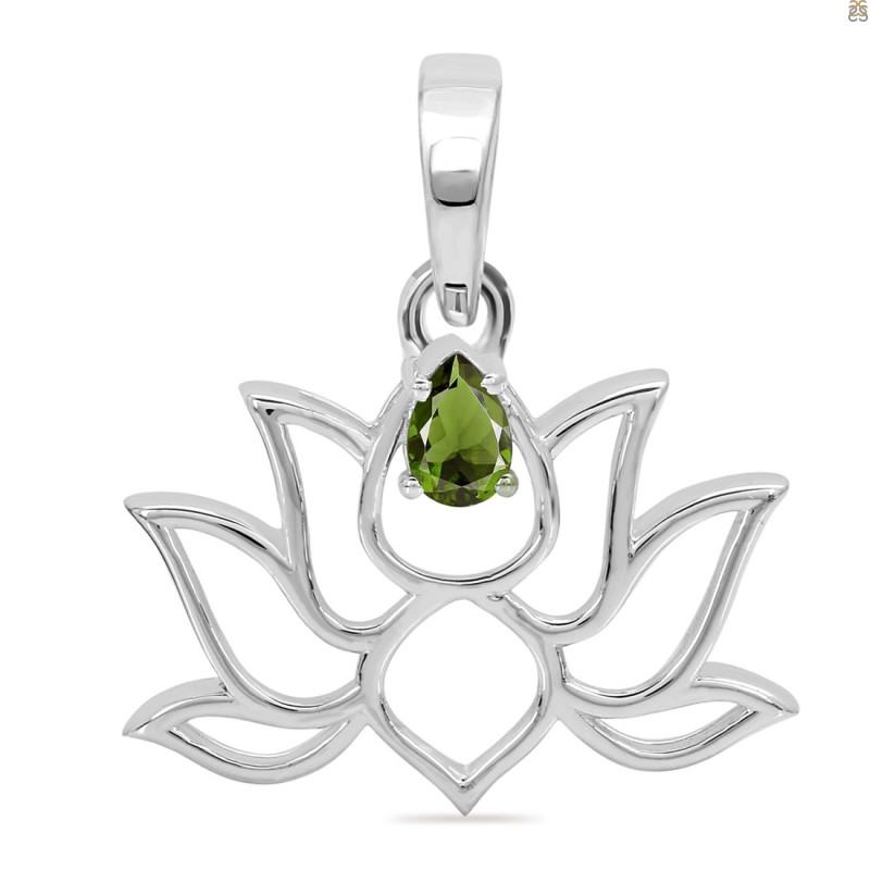 Moldavite Lotus Pendant MLD-RDN-156-A.