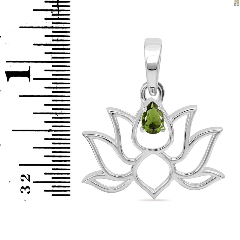 Moldavite Lotus Pendant