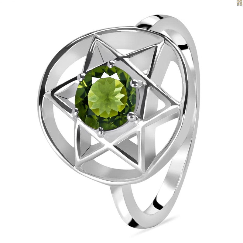 Moldavite Pentacle Ring