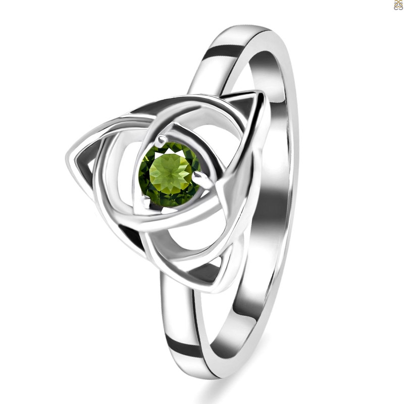 Moldavite Triquetra Ring MLD-RDR-2142.