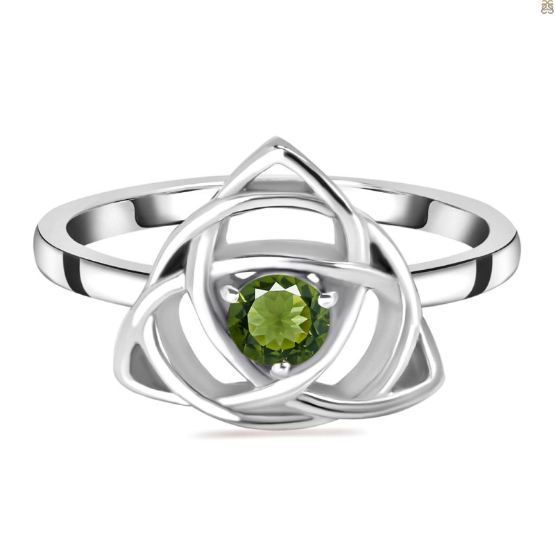 Moldavite Triquetra Ring MLD-RDR-2142.