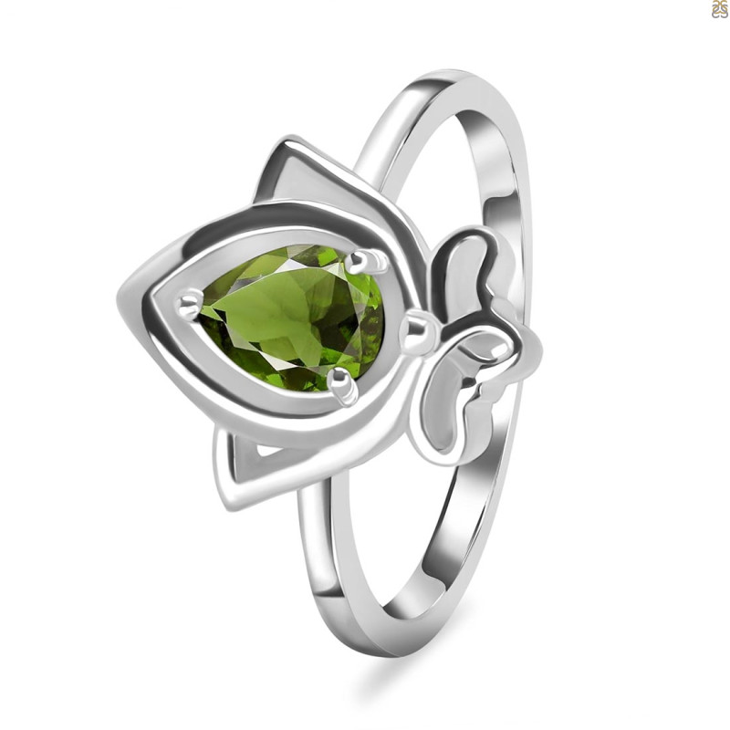 Moldavite Lotus Ring