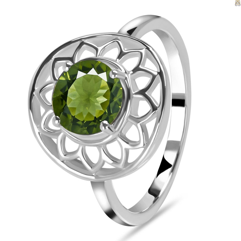Moldavite Flower Ring