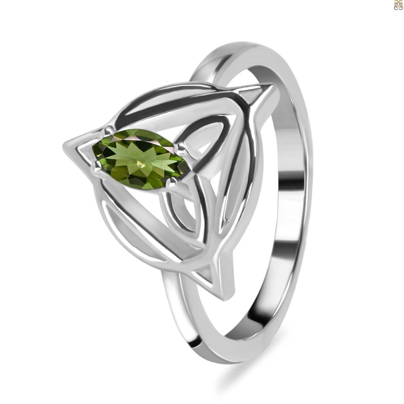 Moldavite Triquetra Ring MLD-RDR-2166.