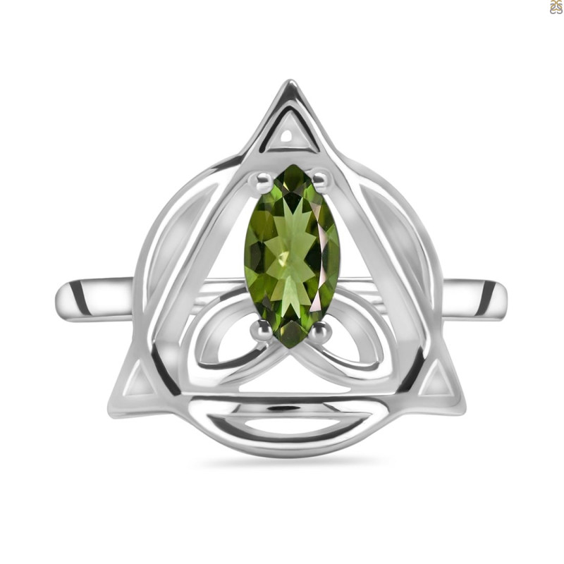 Moldavite Triquetra Ring MLD-RDR-2166.