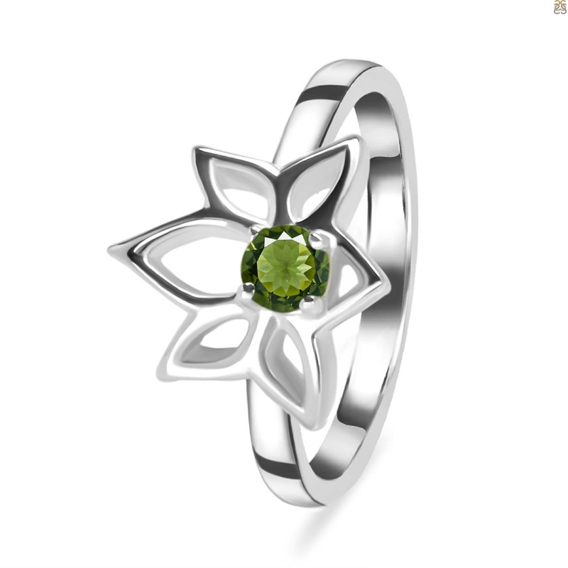 Moldavite Lotus Ring
