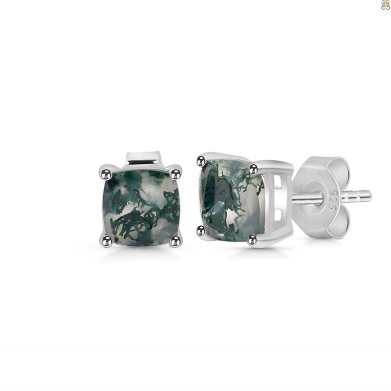 Moss Agate Stud Earring
