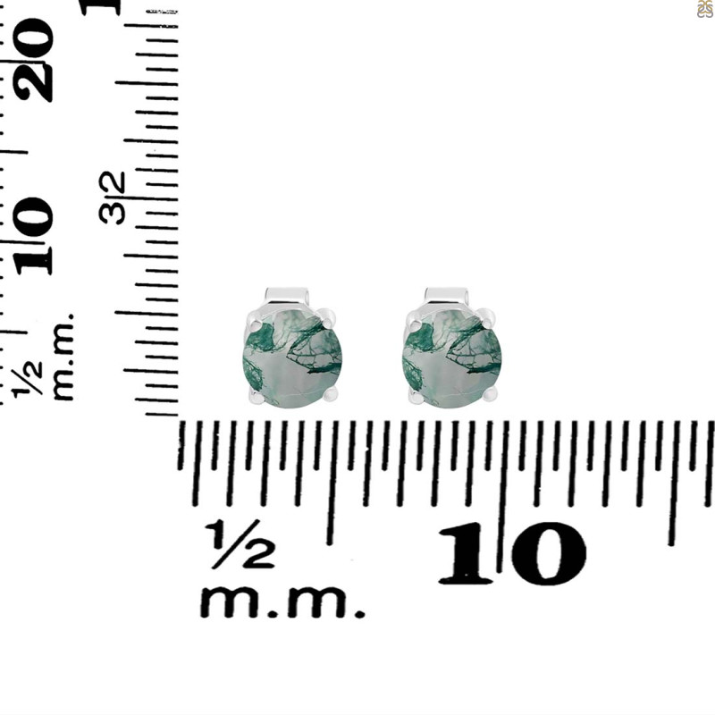 Moss Agate Stud Earring MOA-RDE-1435