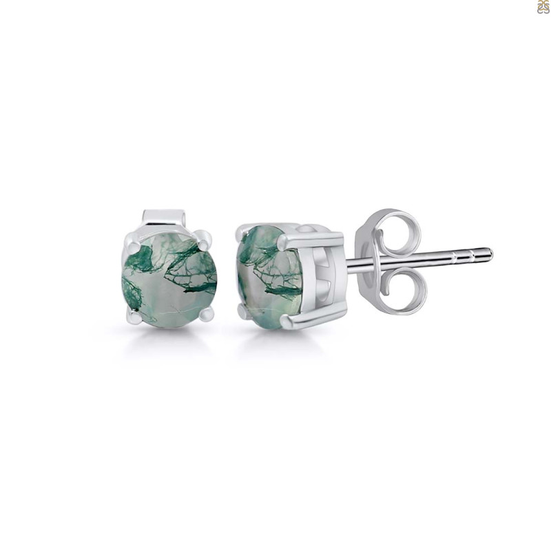 Moss Agate Stud Earring