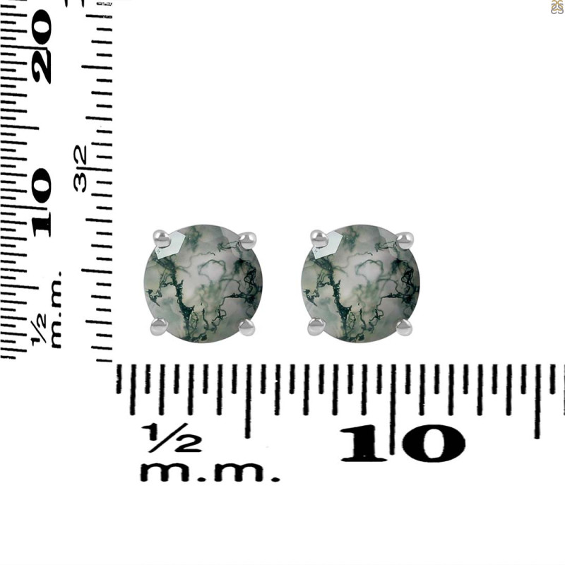 Moss Agate Stud Earring MOA-RDE-1436