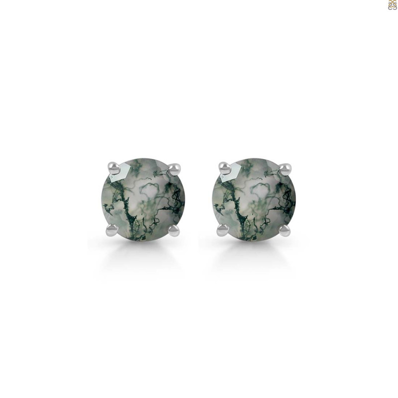 Moss Agate Stud Earring MOA-RDE-1436