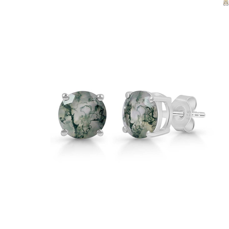 Moss Agate Stud Earring
