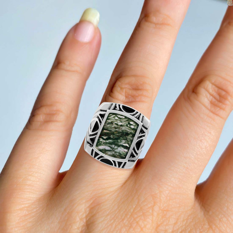 Moss Agate Ring MOA-RDR-3272.