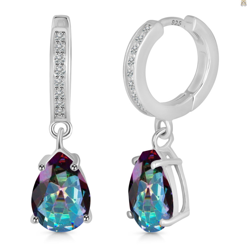 Mystic Topaz & White Topaz Hoop Earring